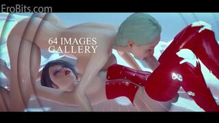 Sci-fi futanari ravishes buxom 3D chick in explicit 3DX fantasies.