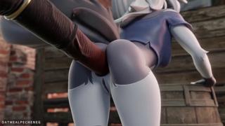 **Dark angel Loona ravaged by massive aerial pleasure instrument**