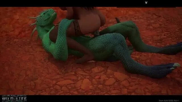A girl is fucked by a lizard with two cocks - Wild Life