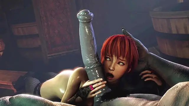 Long &mdash;  big &mdash;  juicy monstrosity ravishes luscious maiden′s rectum and face &mdash;  squalid 3D sexual spectacle