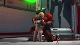 Galactic beast ravages a stunning platinum bride in an extraterrestrial research facility