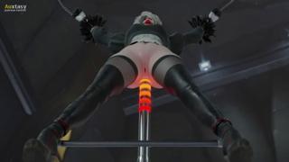 2B getsalyzed from behind by a sex toy