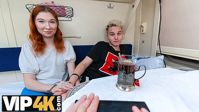 VIP4K  Young redhead takes pleasure for stranger′s gaze on the train