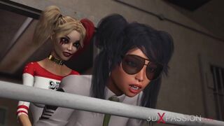 Rough sex in prison! Harley Quinn fucks hard a female prison guard