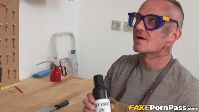 Hung DILF explores blonde Nathaly Cheries ass and mouth harshly