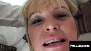 Chubby MILF Alisha indulges in sucking and riding on sofa