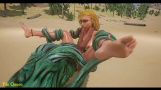 Monster licks the blonde in every hole