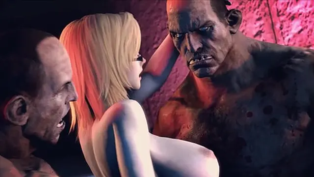 Sweet girl gets unexpected rough guys &mdash;  but they make love nicely in animated stockings