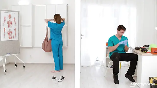 Nurses Have Anal threesome and creampie in the Break Room Part 2