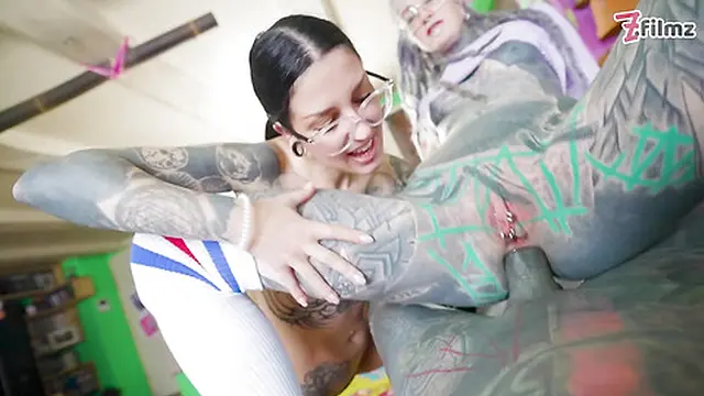 POV Tattooed Dick Threesome Ass Fucking