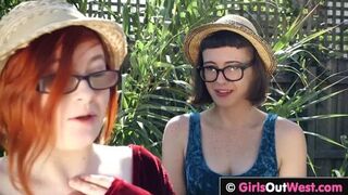 Extremely hairy pussy and asshole licked outdoors